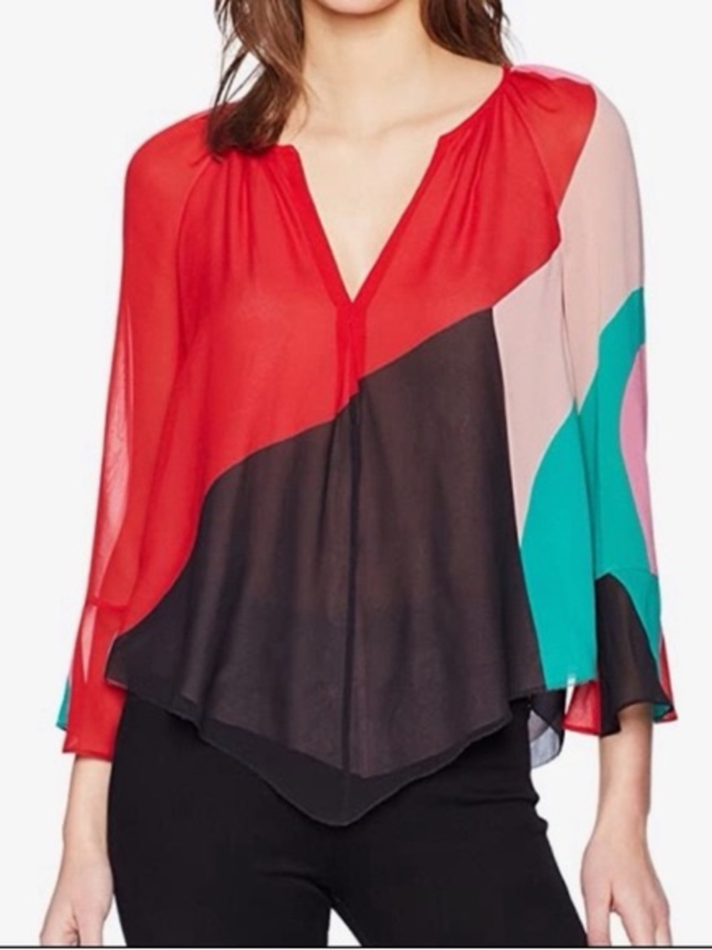 Joie Quinlynn Blouse in Colorblock pattern